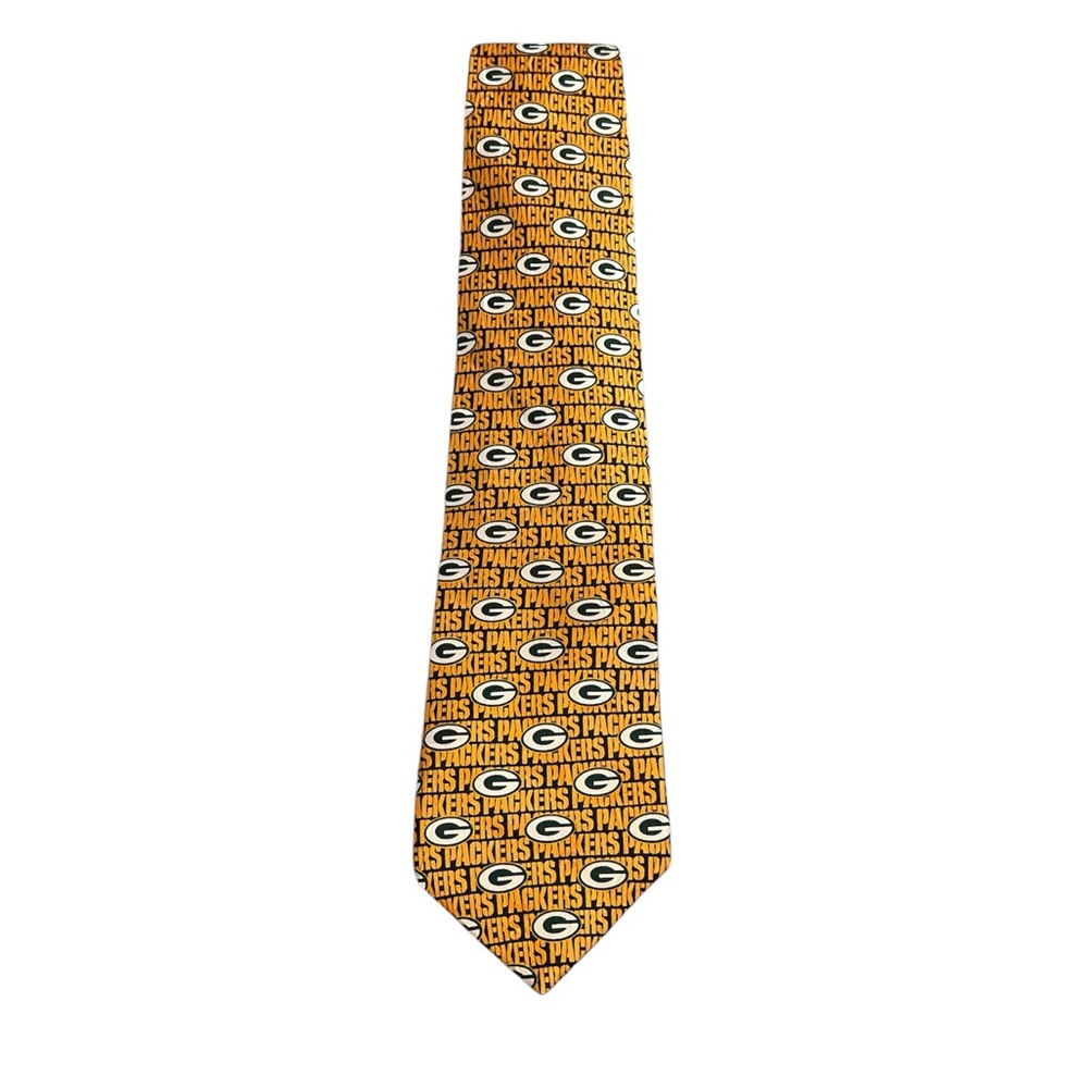Vintage Ralph Marlin Green Bay Packers Type and Logo Standard Size Tie